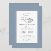 Chic Elegant Dusty Blue Wedding Modern Borders Kaart (Voorkant / Achterkant)