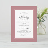 Chic Elegant Dusty Roos Wedding Moderne Borders Kaart (Staand voorkant)