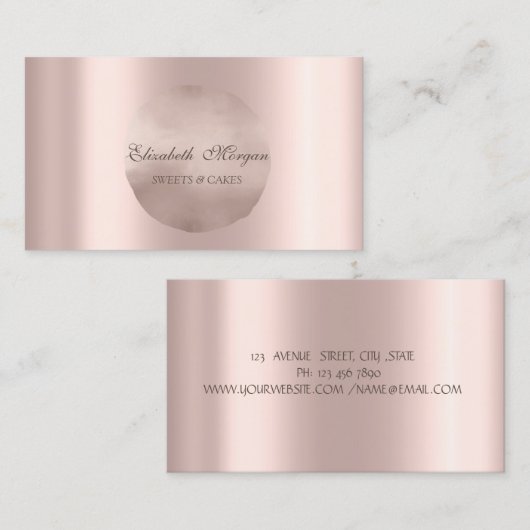 Chic Elegant Eenvoudige Roze Gouden Cirkel Visitekaartje (Voorkant / Achterkant)