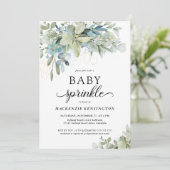 Chic Elegant Eucalyptus Greenery Baby Sprinkle Kaart (Staand voorkant)