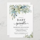 Chic Elegant Eucalyptus Greenery Baby Sprinkle Kaart (Voorkant / Achterkant)