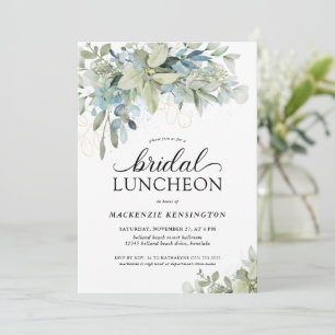 Chic Elegant Eucalyptus Greenery Bridal Luncheon Kaart