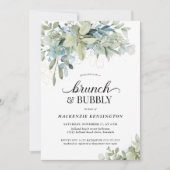 Chic Elegant Eucalyptus Greenery Brunch Bubble Kaart (Voorkant)