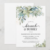 Chic Elegant Eucalyptus Greenery Brunch Bubble Kaart (Voorkant / Achterkant)