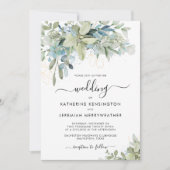 Chic Elegant Eucalyptus Greenery Script Weddenscha Kaart (Voorkant)