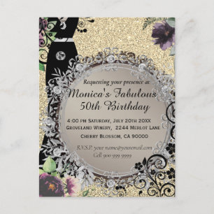 Chic Elegant Fabulous 50th Birthday Briefkaart