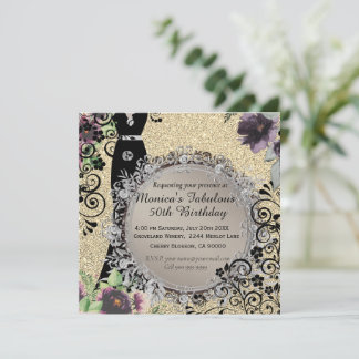 Chic Elegant Fabulous 50th Birthday Kaart