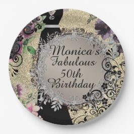Chic Elegant Fabulous 50th Birthday Papieren Bordje
