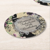 Chic Elegant Fabulous 50th Birthday Ronde Kartonnen Onderzetter (Gebogen)