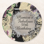 Chic Elegant Fabulous 50th Birthday Ronde Kartonnen Onderzetter (Voorkant)