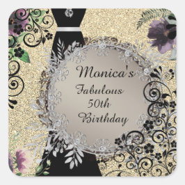 Chic Elegant Fabulous 50th Birthday Vierkante Sticker