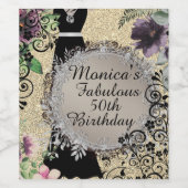 Chic Elegant Fabulous 50th Birthday Wijn Etiket (Enkel label)