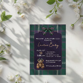 Chic elegant fancy bear baby shower invitation kaart