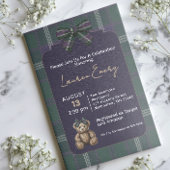 Chic elegant fancy bear baby shower invitation kaart