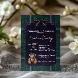 Chic elegant fancy bear baby shower invitation kaart
