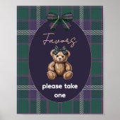 Chic Elegant Fancy Bear Favor Sign Poster (Voorkant)