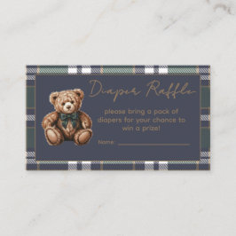 Chic elegant Fancy Bear R.L. theme Diaper Raffle Informatiekaartje
