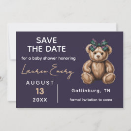 Chic Elegant Fancy Bear Save The Date  Kaart