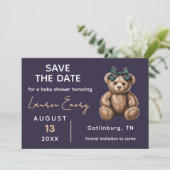Chic Elegant Fancy Bear Save The Date  Kaart (Staand voorkant)