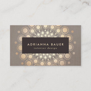 Chic Elegant Faux Gold Foil Circles Taupe Visitekaartje