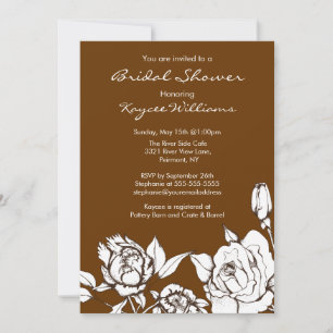 Chic Elegant Floral Bridal Shower Invitation Brow Kaart