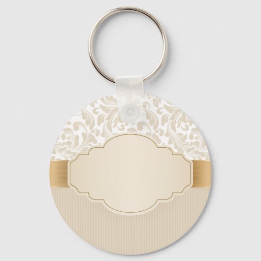 Chic Elegant Floral Damask Rozen Sleutelhanger (Achterkant)