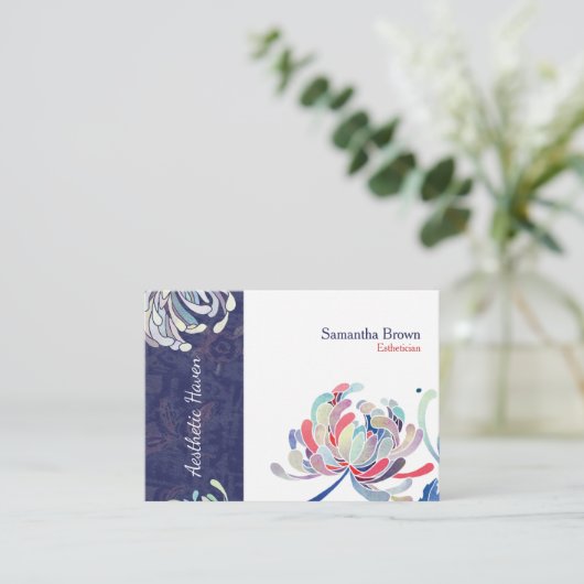 Chic Elegant Floral Esthetician Visitekaartje (Staand voorkant)