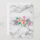 Chic Elegant Floral Marble Wedding Invite Kaart (Achterkant)