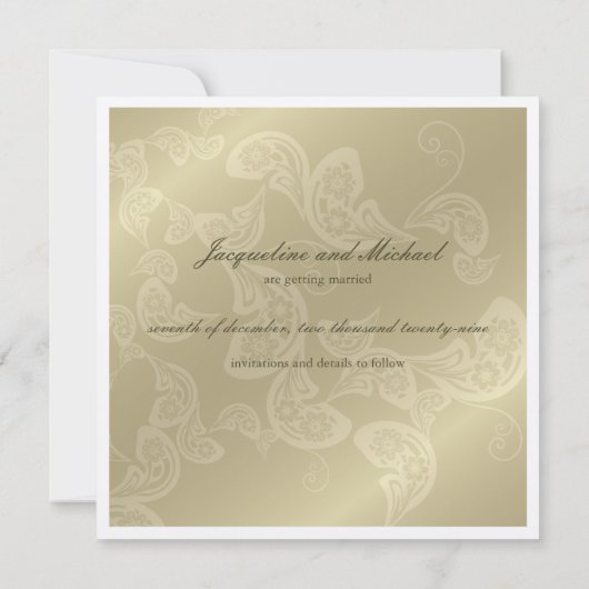 Chic Elegant Floral Peacock sparen de datum Save The Date (Achterkant)