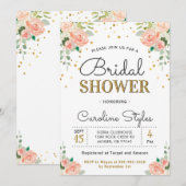 Chic Elegant Floral Peony Bridal Couples Shower Kaart (Voorkant / Achterkant)