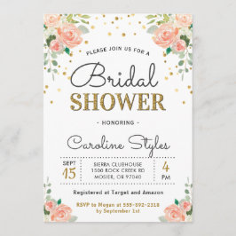 Chic Elegant Floral Peony Bridal Couples Shower Kaart