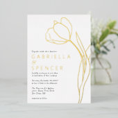 Chic Elegant Floral Tulip Gold Wedding Folie Uitnodiging (Staand Voorkant)