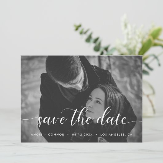 Chic Elegant Fotokaart Save The Date (Staand voorkant)