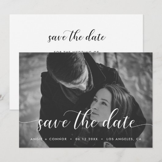 Chic Elegant Fotokaart Save The Date (Voorkant / Achterkant)