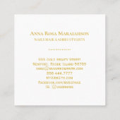 ** Chic Elegant Girly Gold Paarse Marmeren Nagels Vierkante Visitekaartje (Achterkant)