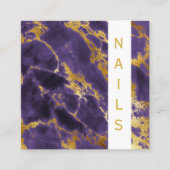 ** Chic Elegant Girly Gold Paarse Marmeren Nagels Vierkante Visitekaartje (Voorkant)