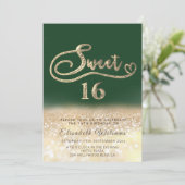 Chic elegant glazen goud glittery ombre groen kaart (Staand voorkant)