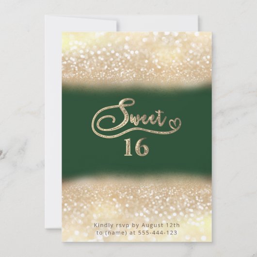 Chic elegant glazen goud glittery ombre groen kaart (Achterkant)