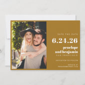 Chic Elegant Gold Bold Geometric Photo Wedding Save The Date (Voorkant)