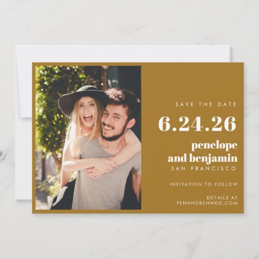 Chic Elegant Gold Bold Geometric Photo Wedding Save The Date (Voorkant)