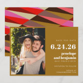 Chic Elegant Gold Bold Geometric Photo Wedding Save The Date (Voorkant / Achterkant)