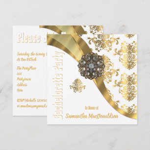 Chic elegant gold damask bachelorette party kaart