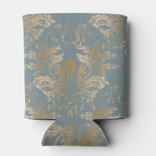 Chic Elegant Gold Damask Rozen Blikjeskoeler (Achterkant)
