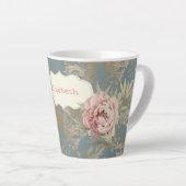 Chic Elegant Gold Damask Rozen Latte Mok (Rechterhoek)