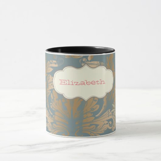 Chic Elegant Gold Damask Rozen Mok (Midden)