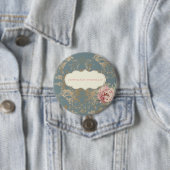 Chic Elegant Gold Damask Rozen Ronde Button 7,6 Cm (In situ)