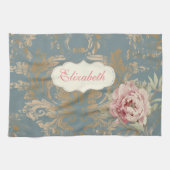 Chic Elegant Gold Damask Rozen Theedoek (Horizontaal)