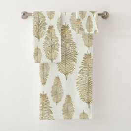 Chic Elegant Gold en Blush Sage Fern Leaf Bad Handdoek