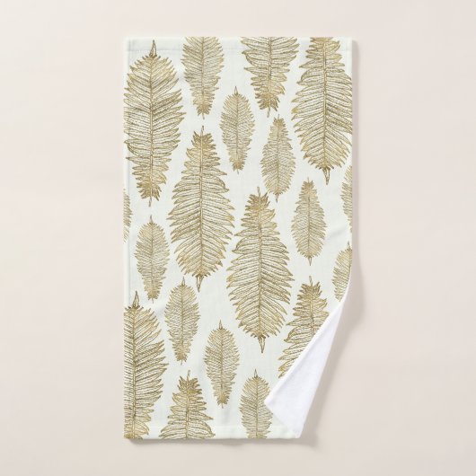 Chic Elegant Gold en Blush Sage Fern Leaf Bad Handdoek (Handdoek)