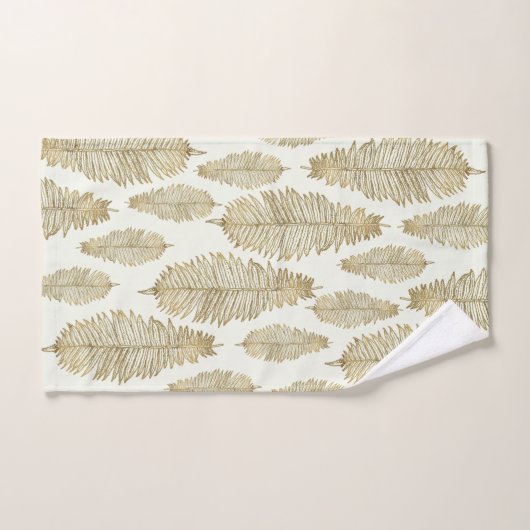 Chic Elegant Gold en Blush Sage Fern Leaf Bad Handdoek (Handdoek)